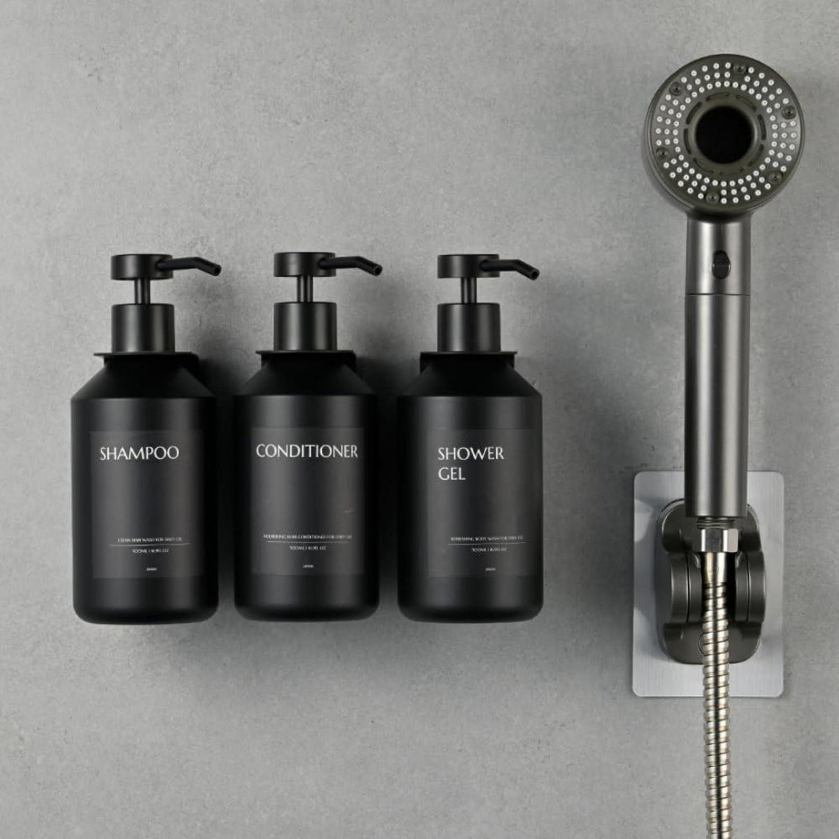 3x Seifenspender Wandbefestigung Schwarz 500ml