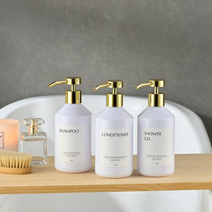 3x Wandmontierter Seifenspender 500ml - Weiß & Gold