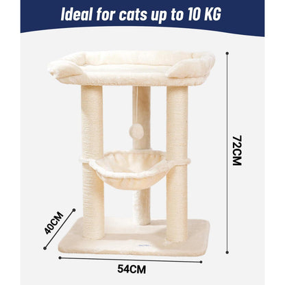 Hoher Kratzbaum für Katzen mit Hängematte & Liegefläche