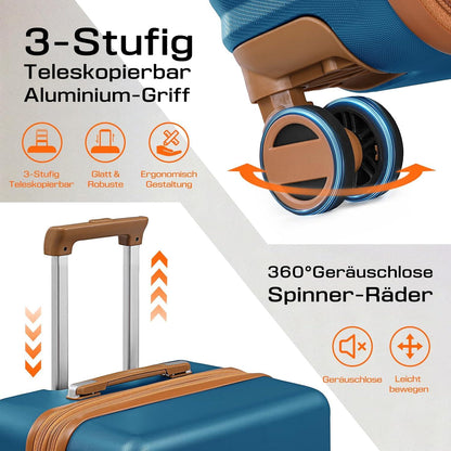 Hartschalen Koffer Groß mit 4 Rollen TSA Schloss ABS 48x30x76cm Blau