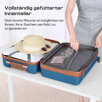 Großer ABS Hartschalen Koffer XL 4 Rollen TSA Schloss 48x30x76cm Blau