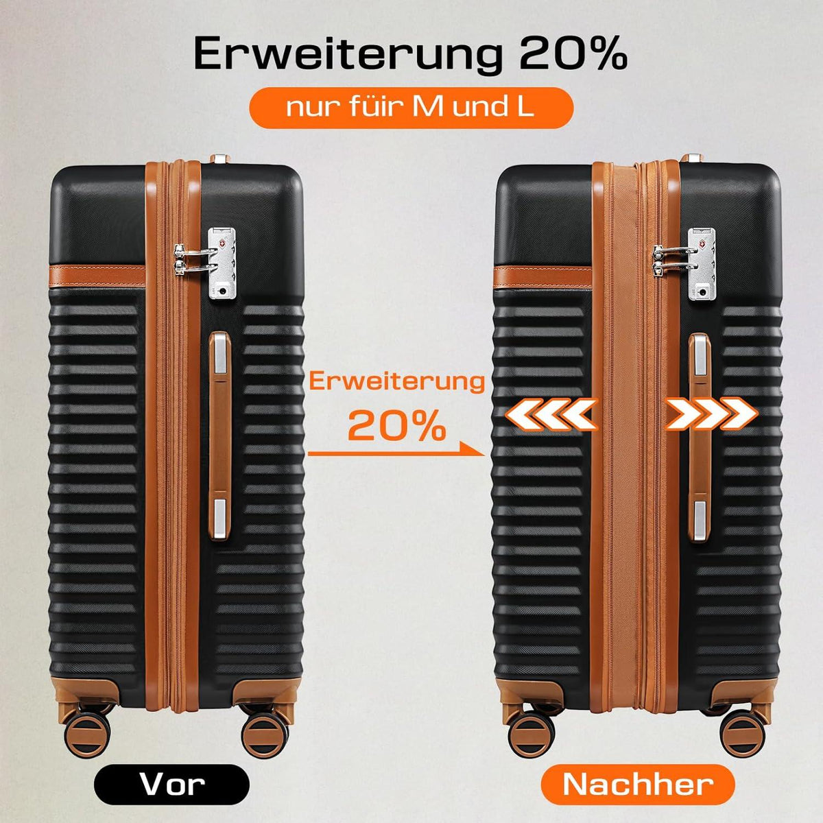ABS Hartschalen Koffer 4 Rollen TSA Schloss Erweiterbar