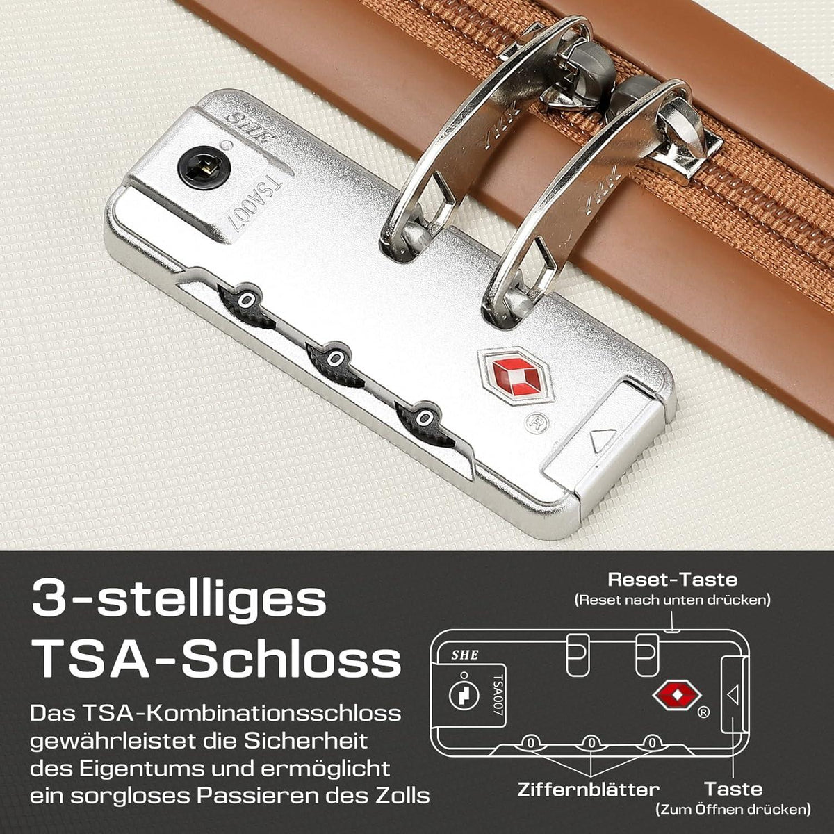 ABS Hartschalen Koffer XL 48x30x76cm 100L mit 4 Rollen und