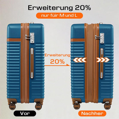 ABS Hartschalen Koffer 4 Rollen TSA Schloss 65L Blau