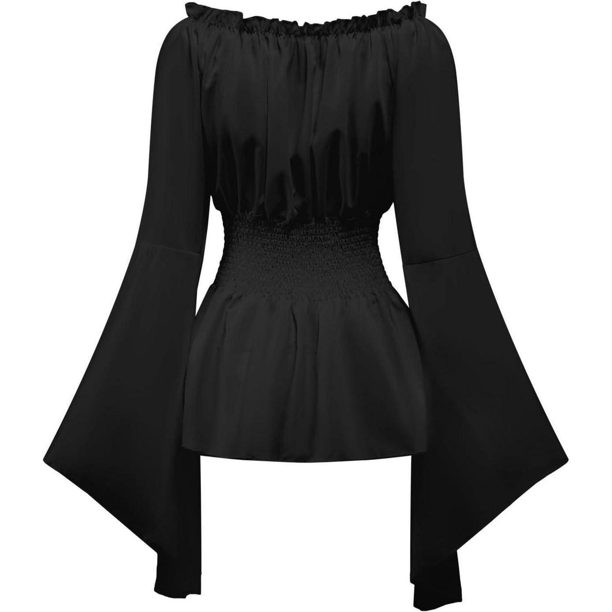 Piratenkostüm Damen Mittelalter Bluse mit Korsett & Gürteltasche Schwarz