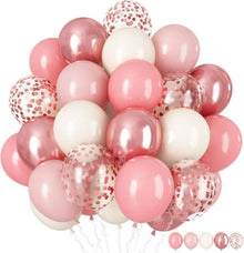 Luftballons Rosa Roségold Konfetti Boho für Mädchen Party 60 Stück