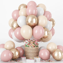 60x Luftballons Rosa Beige Metallic Champagner Cream Weiß Boho Party