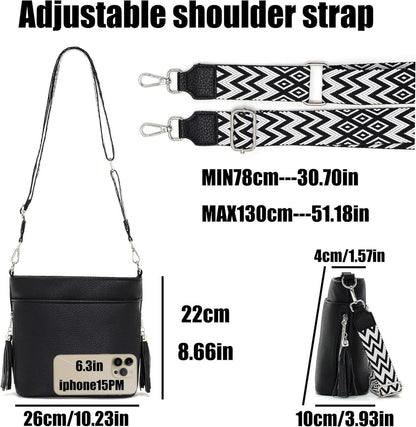 Paigtes Umhängetasche Damen Schwarz Leder PU