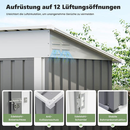 Metall Gartenhaus 1,5m² Pultdach – 162x92x180 cm