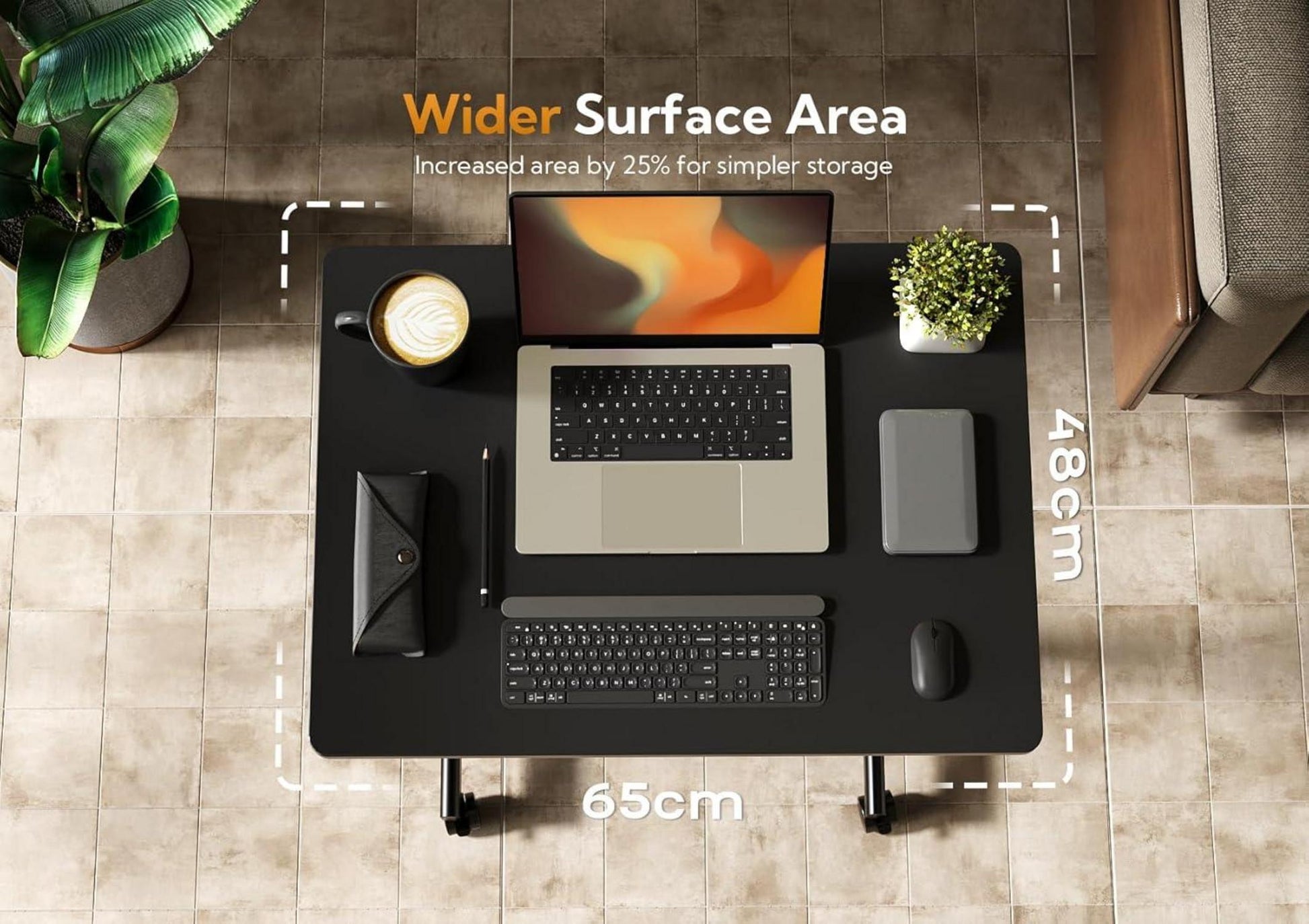 Höhenverstellbarer Stehpult Laptoptisch mit Rollen 65x48cm Schwarz