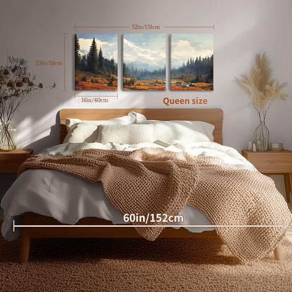 Aquarell Wald Leinwand Bilder Set 40x58cm x3 Wohnzimmer Schlafzimmer Büro
