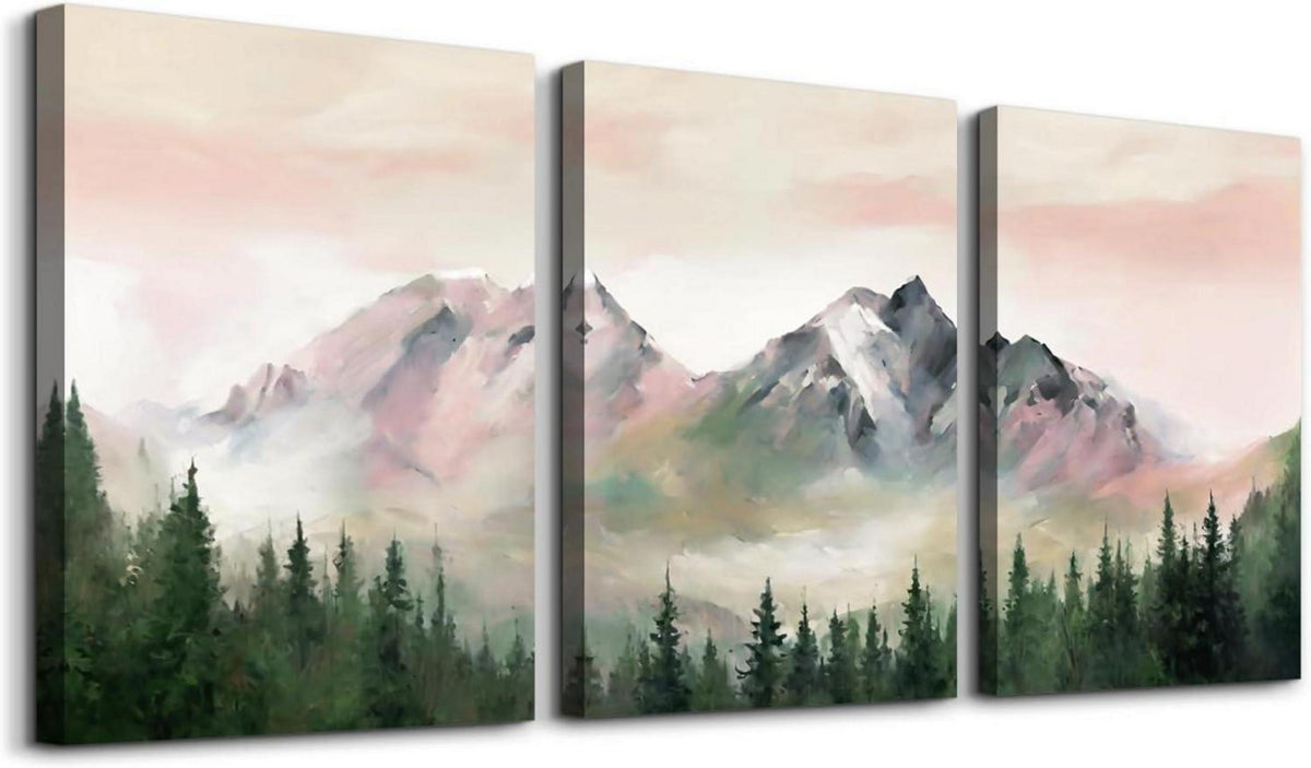 Aquarell Wald Leinwand Bilder Set Wohnzimmer Schlafzimmer Büro