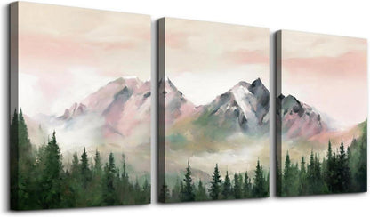 Aquarell Wald Leinwand Bilder Set Wohnzimmer Schlafzimmer Büro