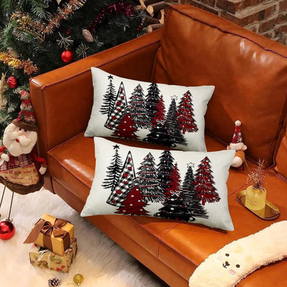 Weihnachten Dekokissen Leinen Kissenhüllen 30x50 2er Set Sofa