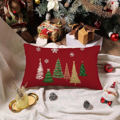 Weihnachtskissenbezug 2er Set Leinen 30x50 cm