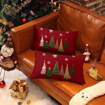 Weihnachtskissenbezug 2er Set Leinen 30x50 cm