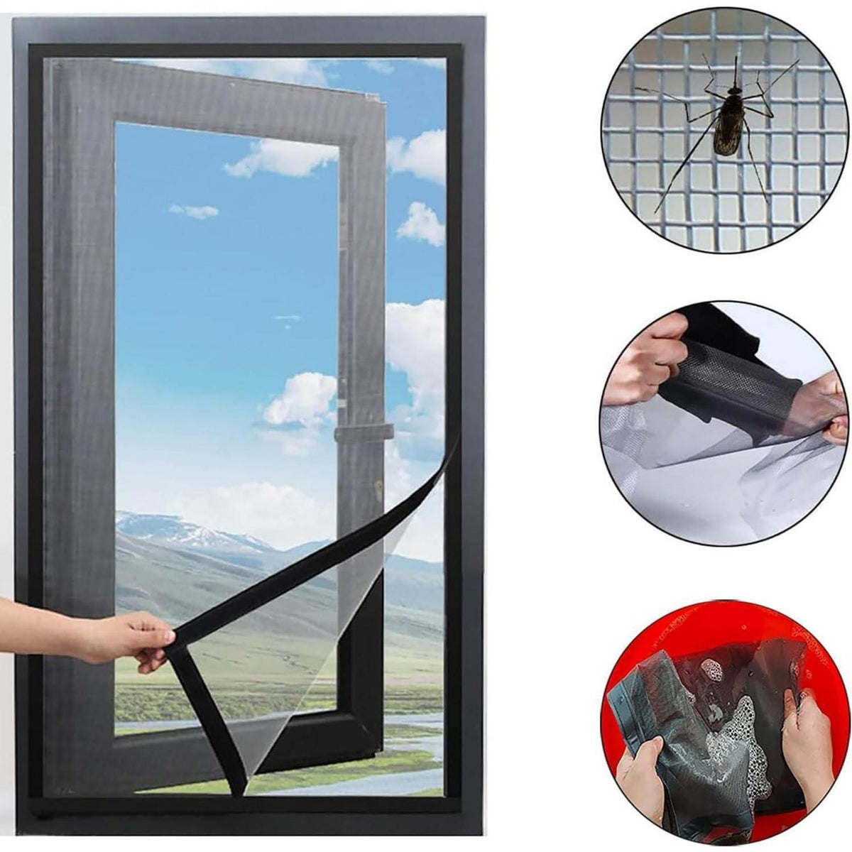 Fliegengitter Fenster 80x120cm ohne Bohren, einfach zu reinigen