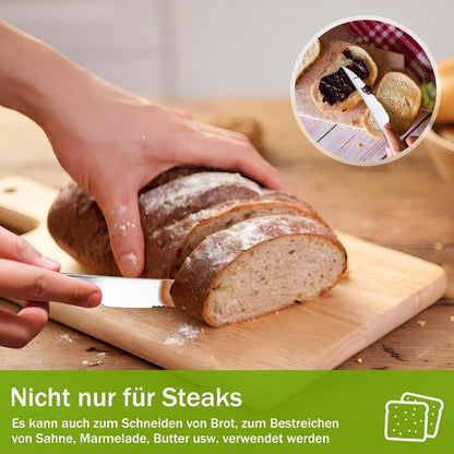 8er Steakmesser Set Edelstahl mit Wellenschliff, Pizzamesser