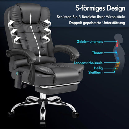 Ergonomischer Bürostuhl mit Wärmemassagefunktion | PU-Leder