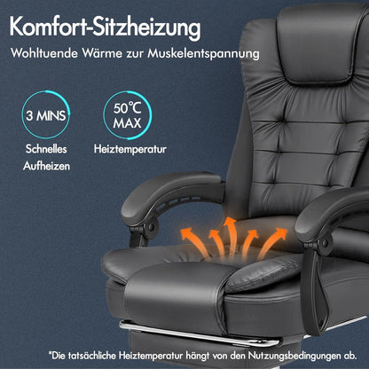 Ergonomischer Bürostuhl mit Wärmemassagefunktion | PU-Leder