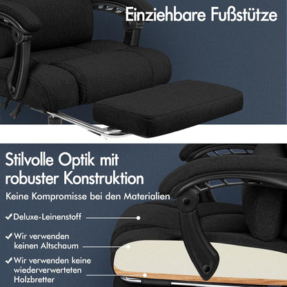 ALFORDSON Bürostuhl Schwarz, Verstellbare Lendenwirbelstütze, Hochwertiger