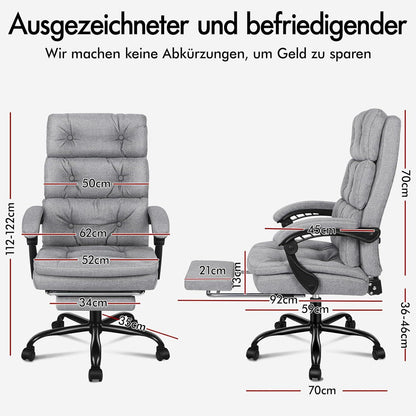 ALFORDSON Bürostuhl 150° Neigung 360° Drehung Grau