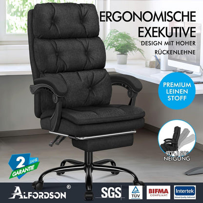 ALFORDSON Großer Bürostuhl Schwarz Hochwertiger