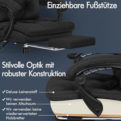 ALFORDSON Großer Bürostuhl Schwarz Hochwertiger