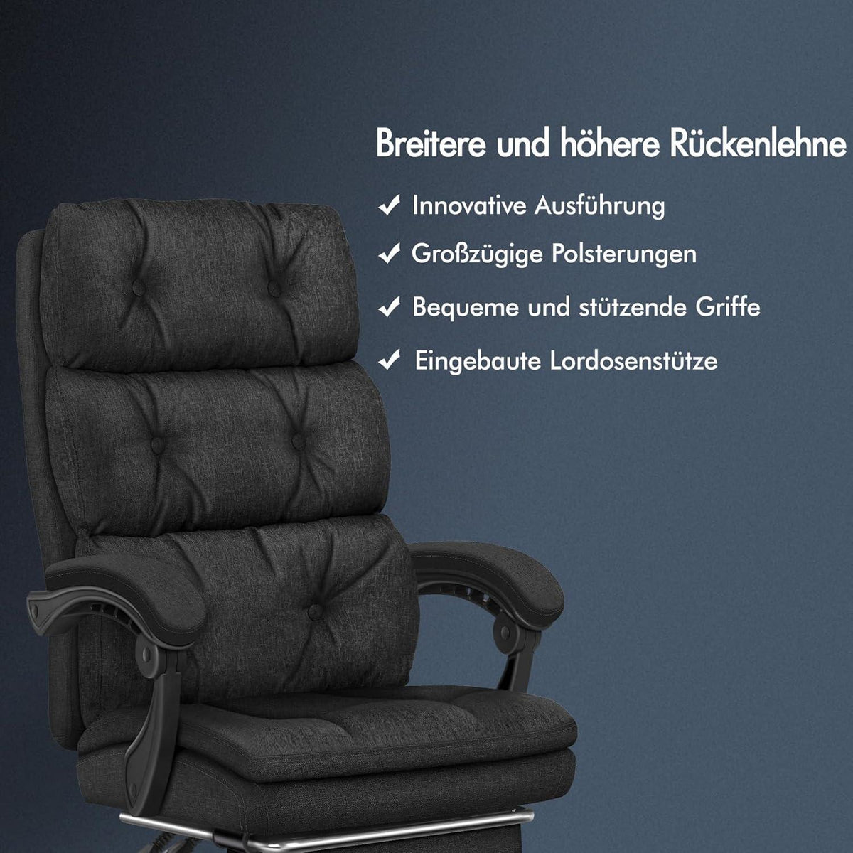 ALFORDSON Bürostuhl HighBack 360° Drehung, Neigung 150°, Schwarz