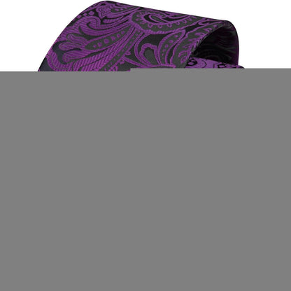 Krawatten-Set Herren: Krawatte, Einstecktuch, Manschettenknöpfe, Krawattenklammer Violett/Schwarz