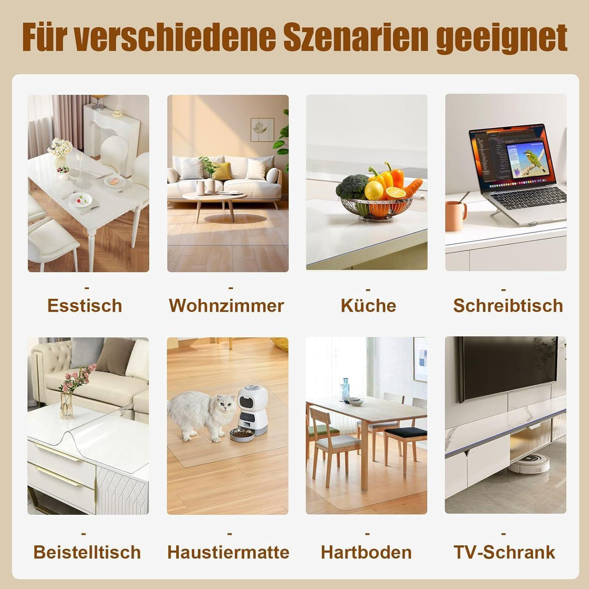 Transparente Tischfolie 100x240 cm – Rutschfest & Kratzfest