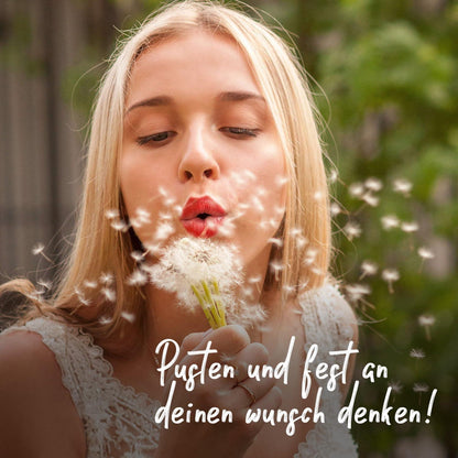 LED Lichterkette mit Echter Pusteblume im Glas - Geschenk