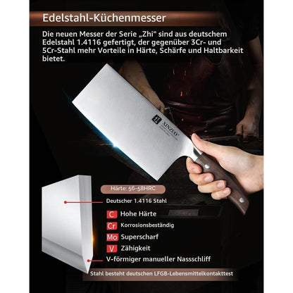 17,5 cm Hackmesser aus Edelstahl – Scharfes Kochmesser für Fleisch & Gemüse