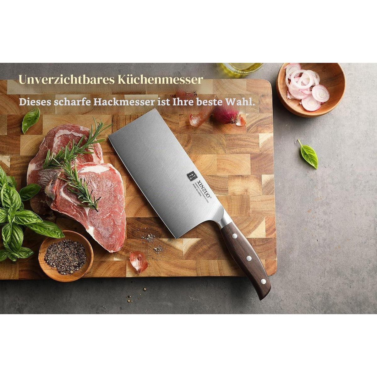 17,5 cm Hackmesser aus Edelstahl – Scharfes Kochmesser für Fleisch & Gemüse