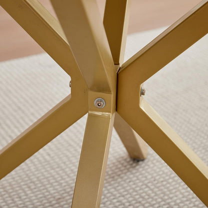 Moderner runder Esstisch weiß+gold, 100cm – für Küche & Wohnzimmer