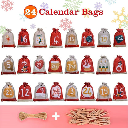 Adventskalender zum Befüllen 2026 Stoff Jutesäckchen 18x13cm