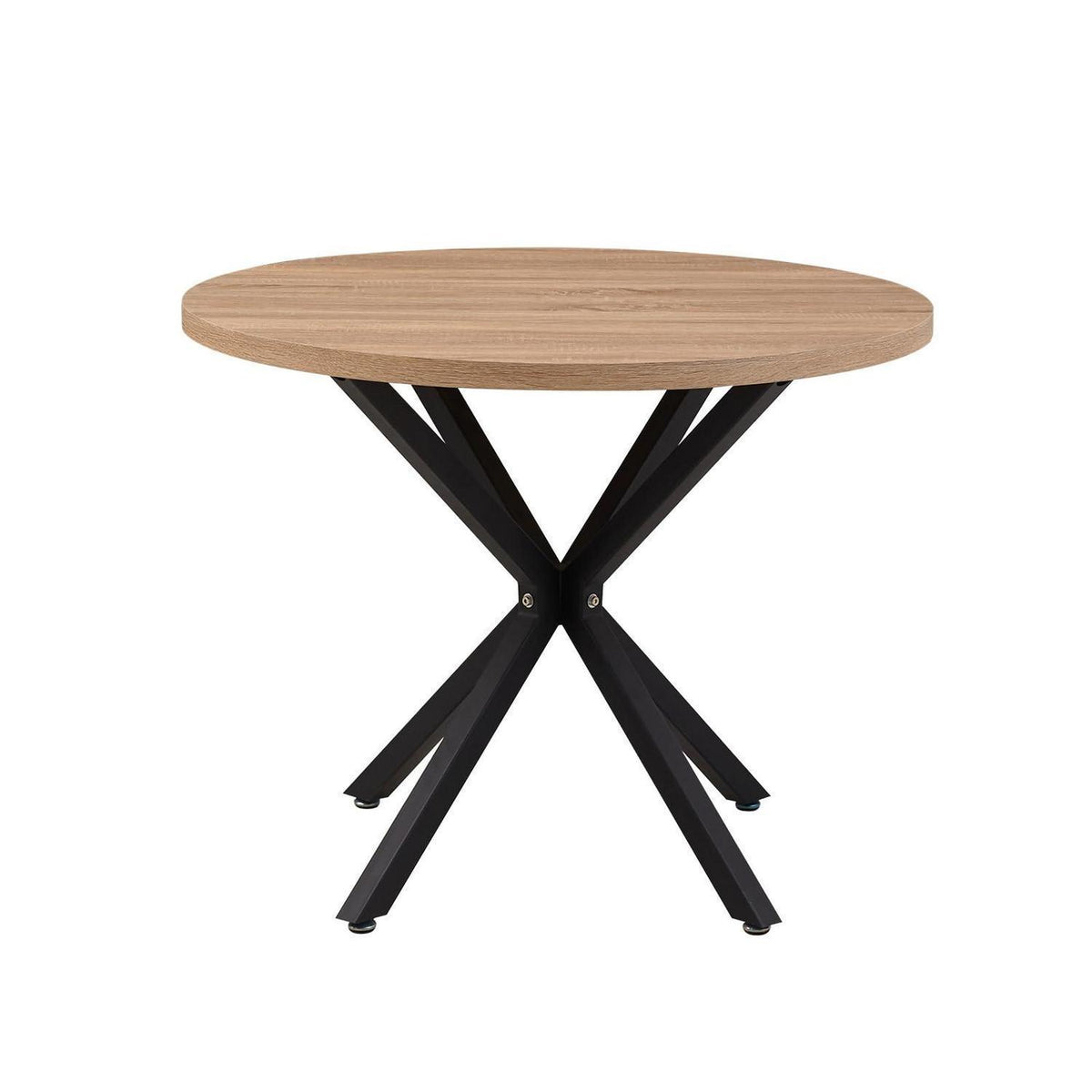 Moderner runder Esstisch 100cm – Industrieblech & Schwarz