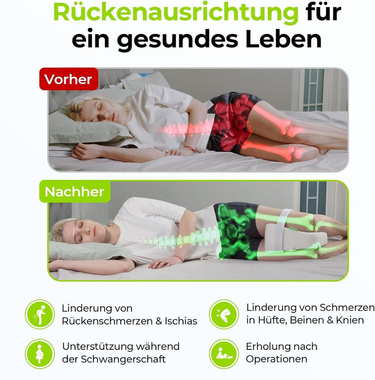 AUVON Kniekissen für Seitenschläfer mit