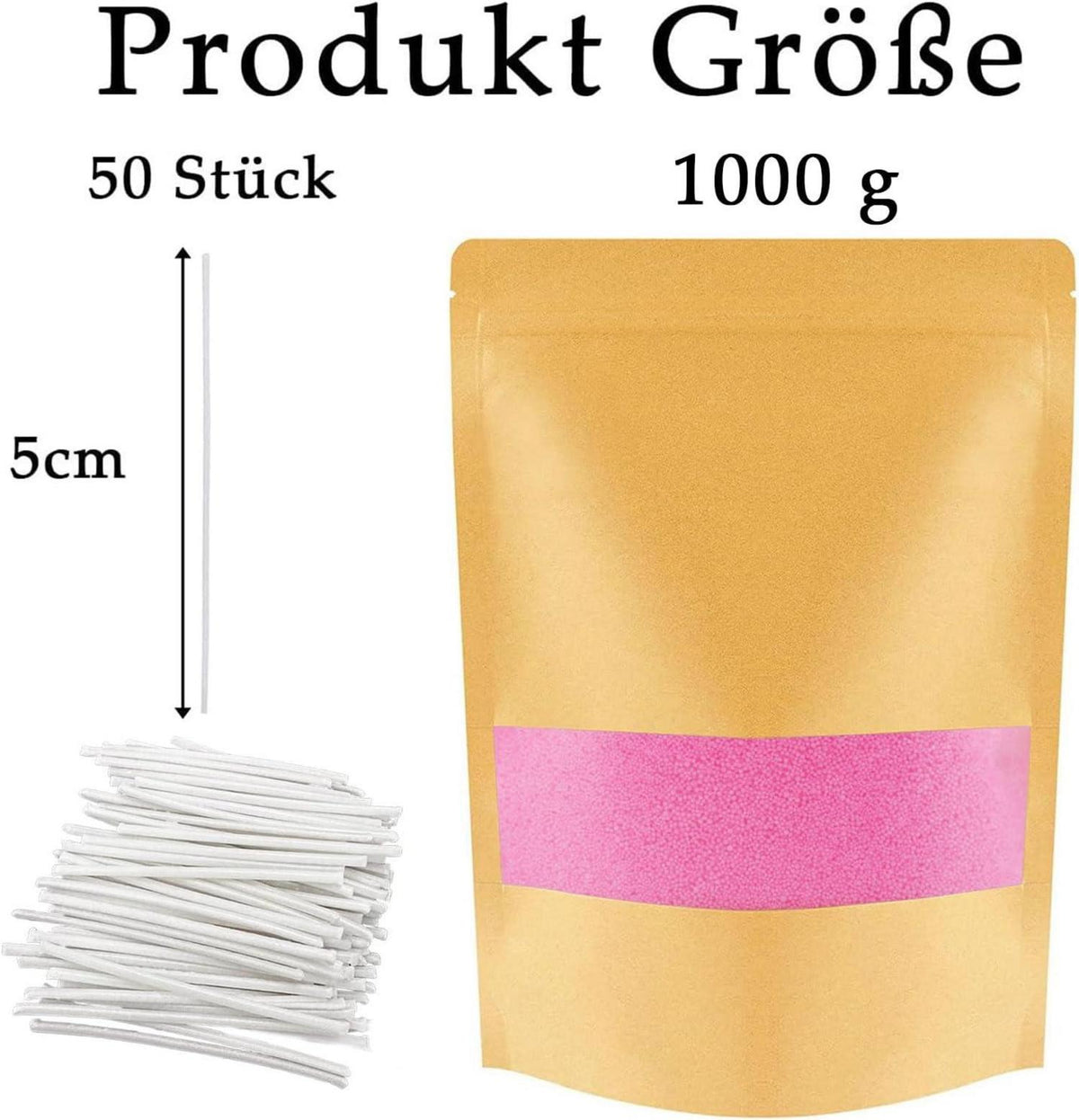 Kerzensand 1 KG mit 50 Docht 5cm für DIY Kerzen, Rosa