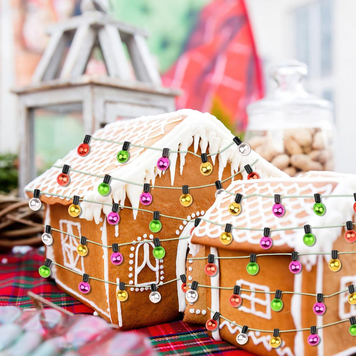 2er Set Wichtel Lichterkette Miniatur 90cm Weihnachtsdeko Puppenhaus