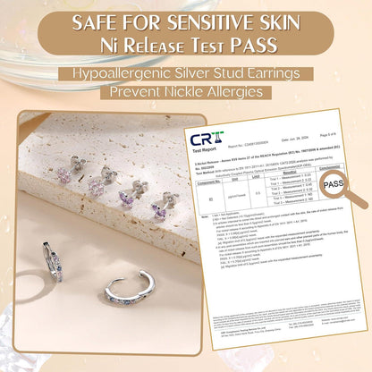 Ohrringe Set Silber Gold Damen Mädchen 925 Sterling Silber Ohrringe Creolen Ohrstecker Piercingsätz Earrings