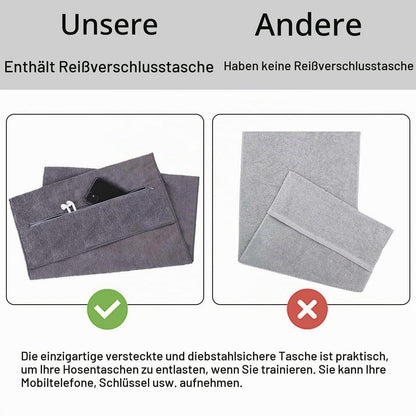 Fitness Handtuch Set mit Reißverschluss Tasche & Haarband