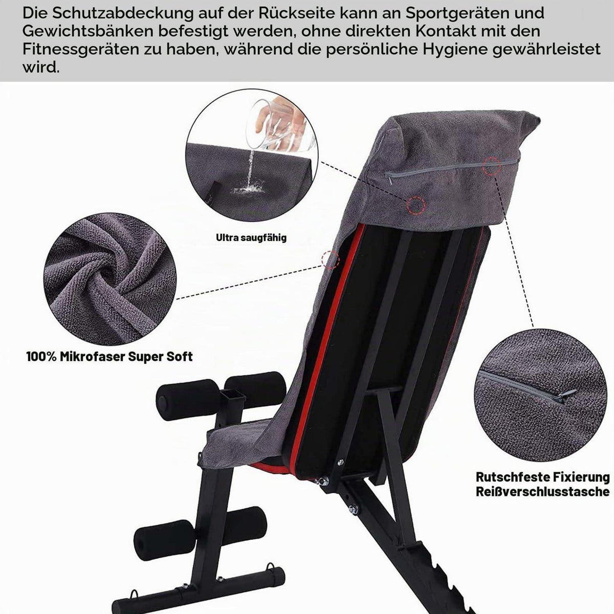 Fitness Handtuch Set mit Reißverschluss Tasche & Haarband