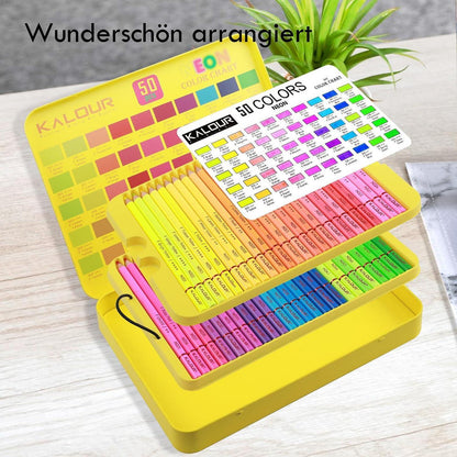 50 Neon-Buntstifte für Erwachsene – Fluoreszierendes Zeichenset