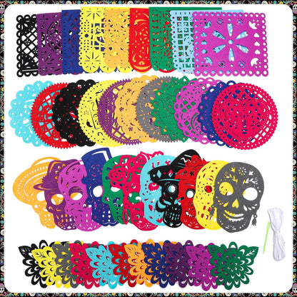 HOWAF 42 Ft Halloween Dia De Los Muertos Filz Banner Mexiko Girlande
