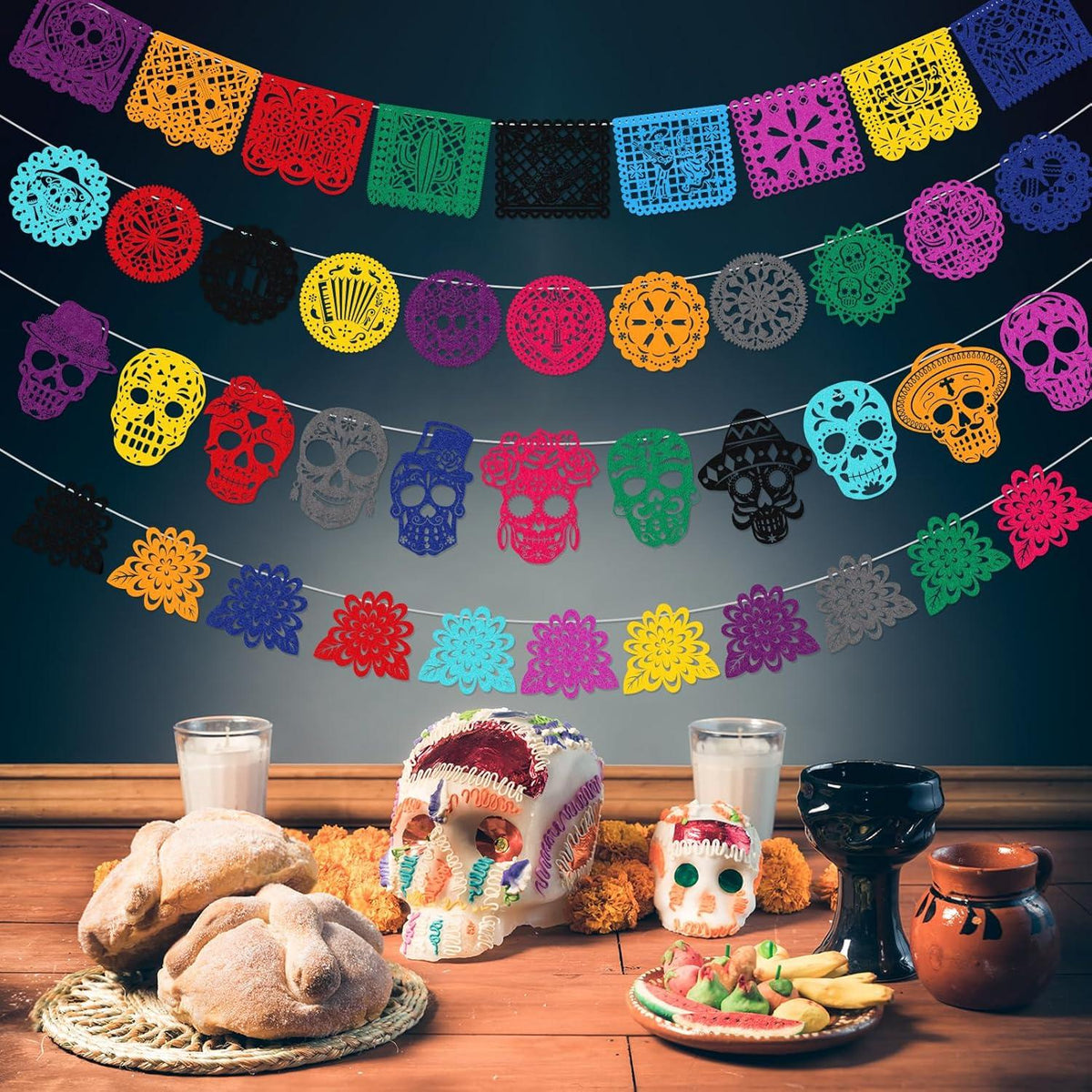 Dia De Los Muertos Deko Halloween Banner Tag der Toten Girlande 42 Ft