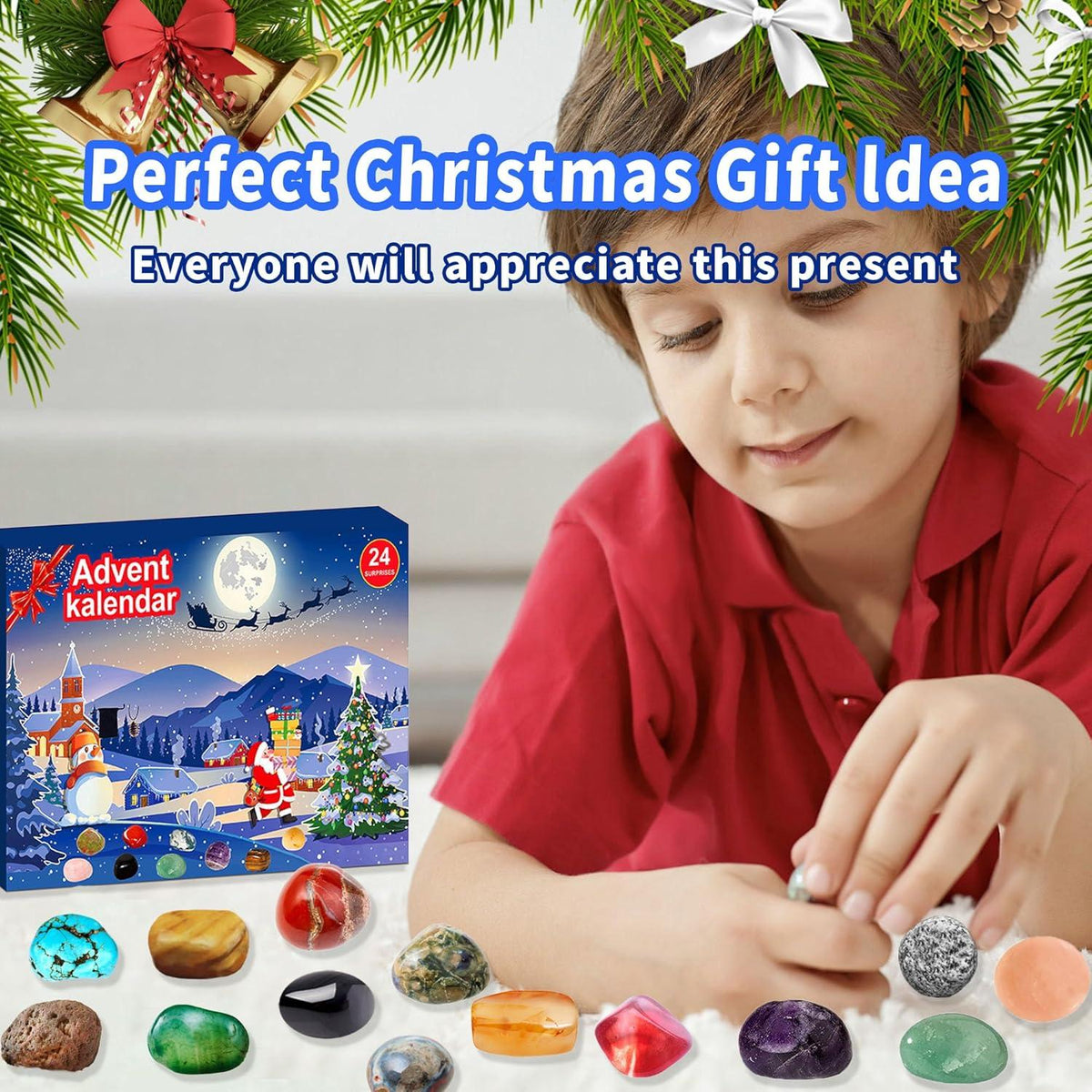 Adventskalender 2024 Kinder Edelstein kristalle 24 Tage Mineralien Gesteine
