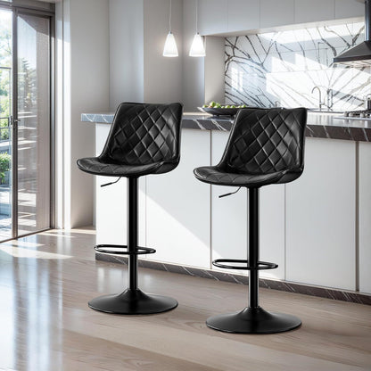 Verstellbarer Barhocker in Lederoptik & Fußstütze – 2er Set
