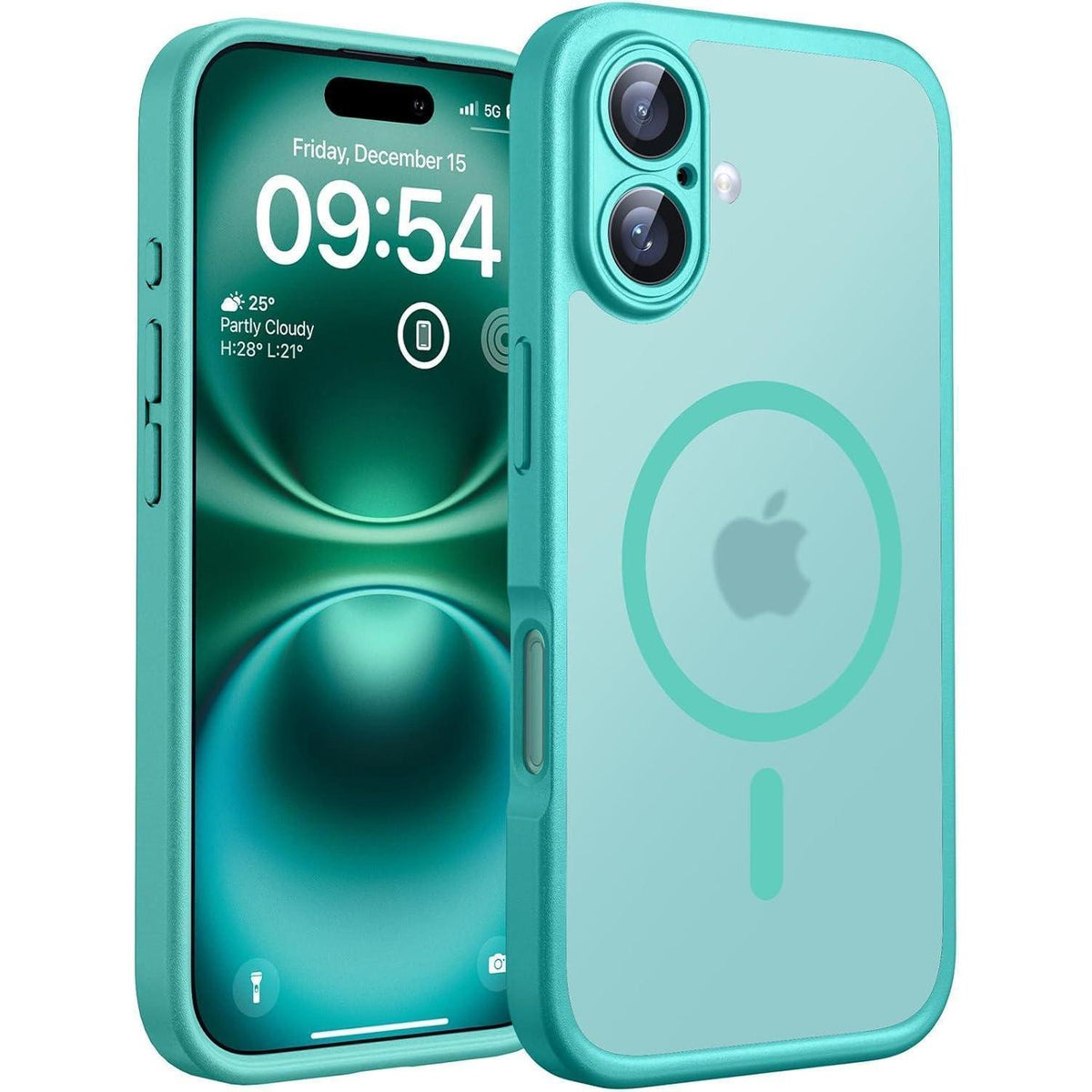 iPhone 16 Plus Hülle Magsafe Blaugrün, Kameraschutz, Stoßfest