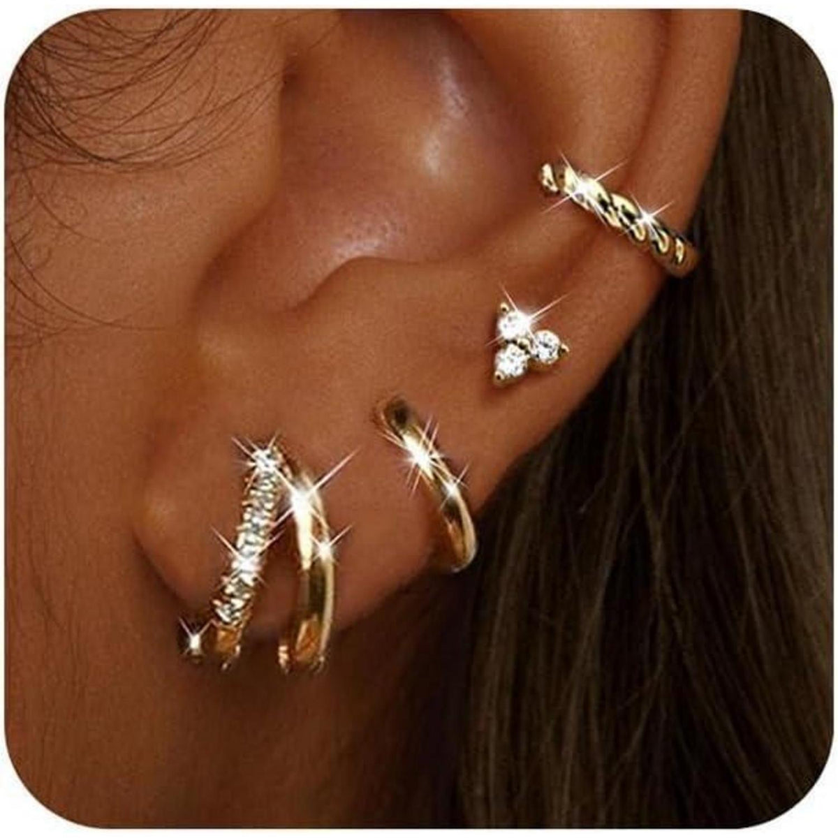 4 Paar Damen Ohrringe Set Silber Gold vergoldet